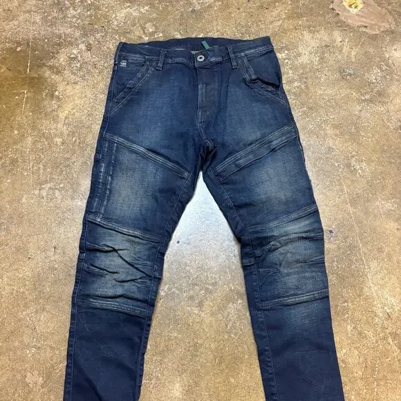 G Star Raw Rackam 3D Skinny Stretch Jeans Men's 33x32 Biker Y2K Streetwear